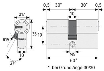 ABUS Profil-Zylinder D6XNP 30/35 mit Codekarte und 5 Schlüsseln, 48298 - 3